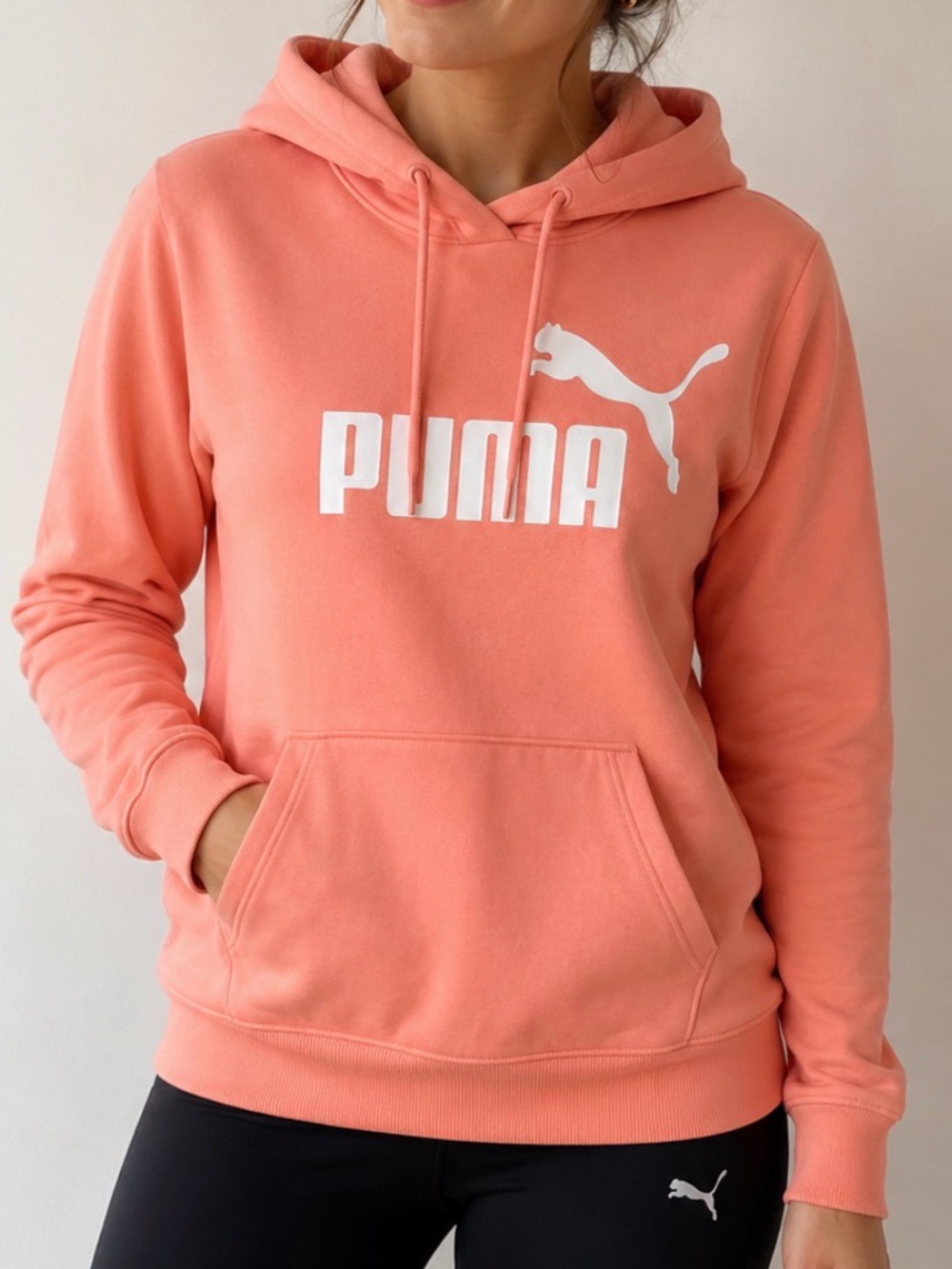 Puma Pullover Hoodie in a soft peachy coral-pink S